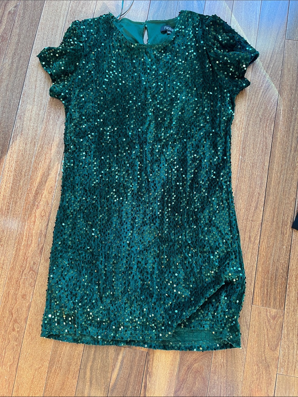 Emerald Green Sequin Short Sleeve Tunic Dress